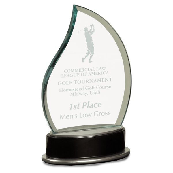 8 3/4" Jade Flame Metro Glass with Silver and Black Piano Finish Base Thumbnail