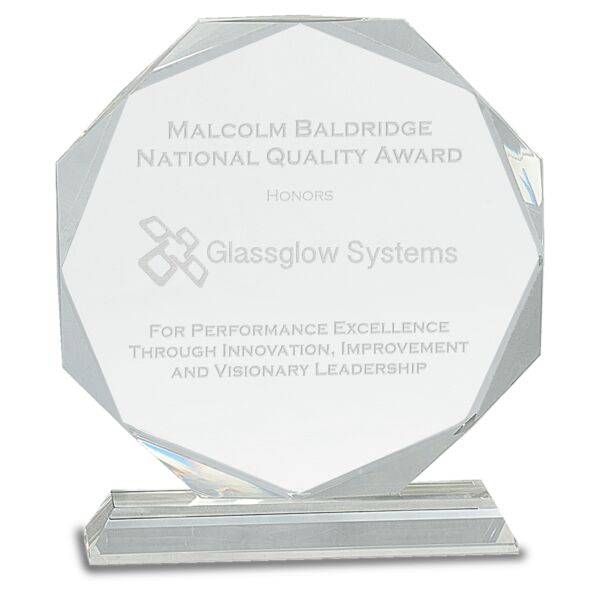 8" Clear Crystal Octagon on Clear Pedestal Base Thumbnail