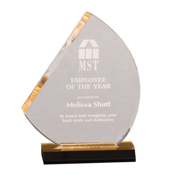 6 1/4" x 7 1/4" Gold Reflection Sail Acrylic with 5 1/2" Gold Mirror Base Thumbnail