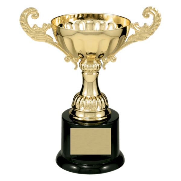 6 1/2" Gold Completed Metal Cup Trophy on Plastic Base Thumbnail
