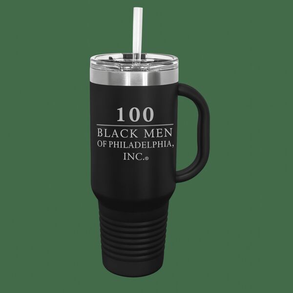 100 BM Polar Camel 40 oz. Black Travel Mug with Snap Lid & Straw Thumbnail